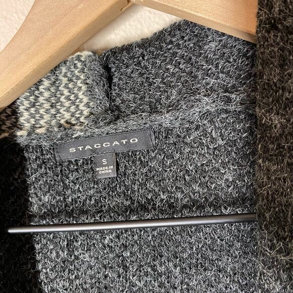 Staccato Gray Mixed Print Open Front Long Cardigan Size Small - Picture 2 of 9